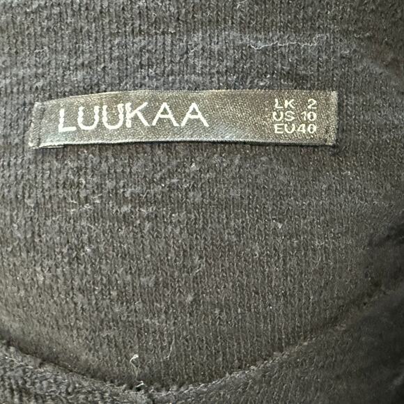 LUUKAA Black Textured Knit Pull Over Long‎ Sleeve Midi Dress Women's US Size 10 - Picture 9 of 9